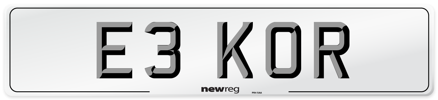 E3 KOR Number Plate from New Reg